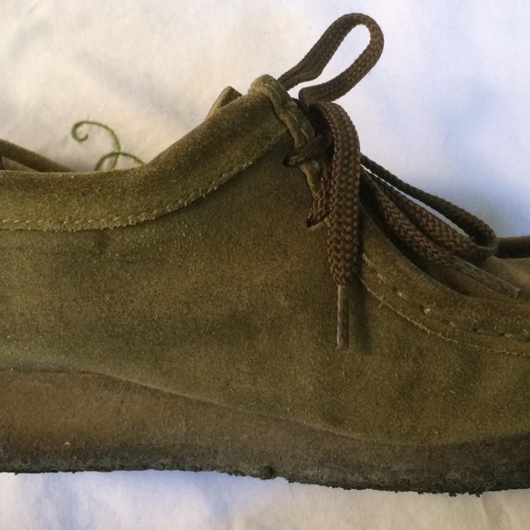 Clarks Swamp Green Low Cut Wallabees Crepe Sole 78102 Shoes Womens 8 EUC Desert - Picture 4 of 11